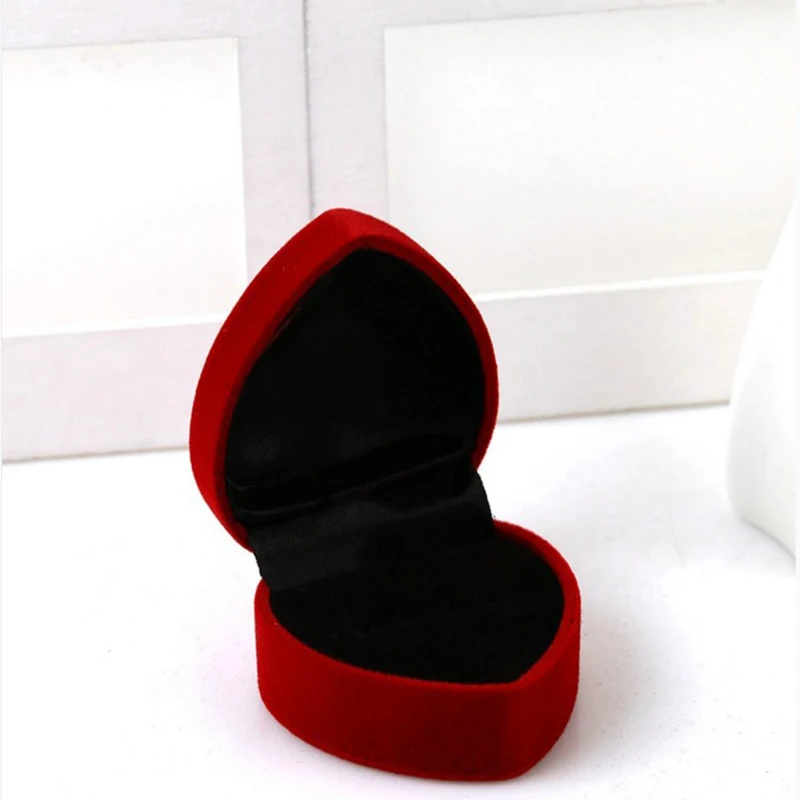 Бархатная коробка для обручального кольца в форме красного сердца 1 шт.|Украшения