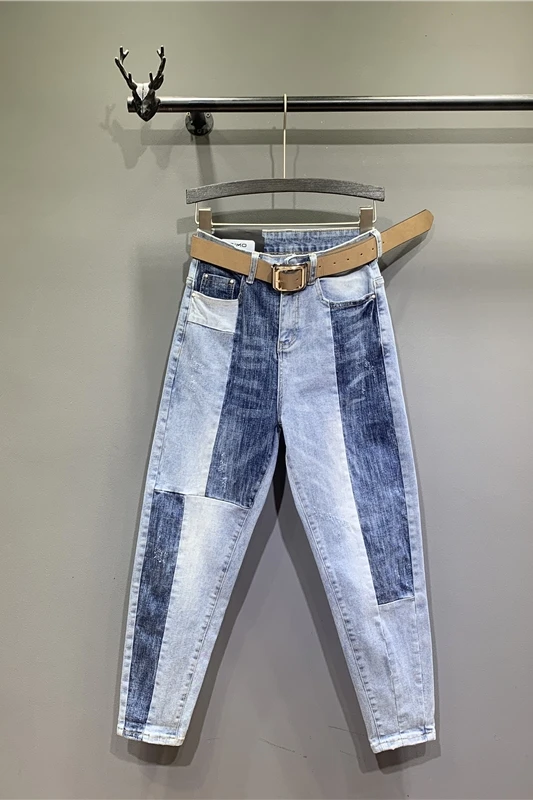 

2019 Straight Full Length High Waist Jeans Woman Button Fly Pockets Zippers Bleached Streetwear Regular Softener Vintage