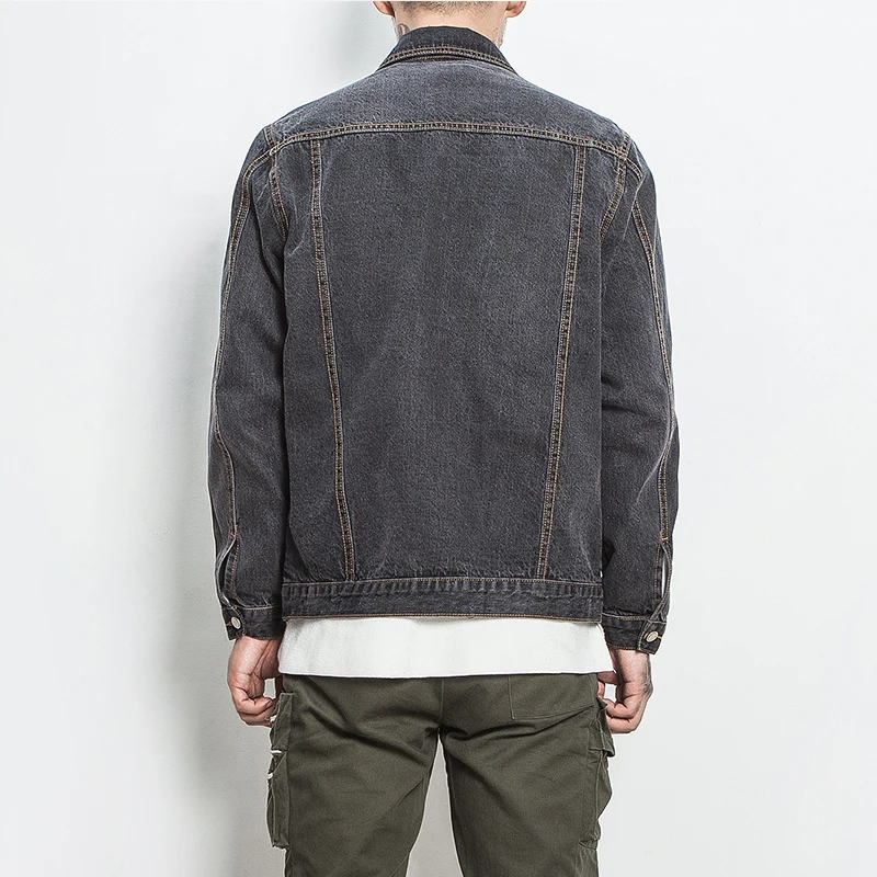 Мужская джинсовая куртка в полоску цвет черный|men's jean jacket|jacket qualityblack denim jacket |