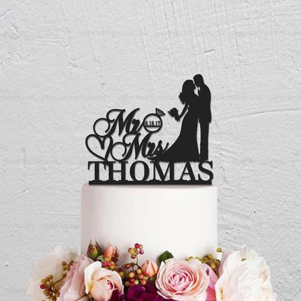 Персонализированный Топпер для свадебного торта Mr and Mrs свадебное украшение