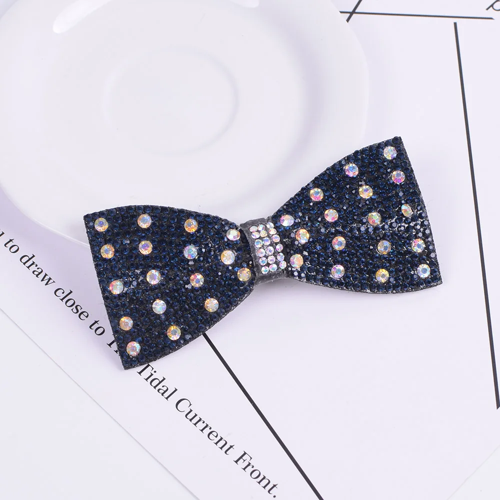 Украшение для волос Rhinestone Hair Bow Clips Accessories Bohemia Black Fabric Barrettes Headwear Girls Hairpin Band For Women On - Бантик для волос с камнями Райнстоун, аксессуары, барретки из черной бохемской ткани, головные уборы для девочек, заколки д