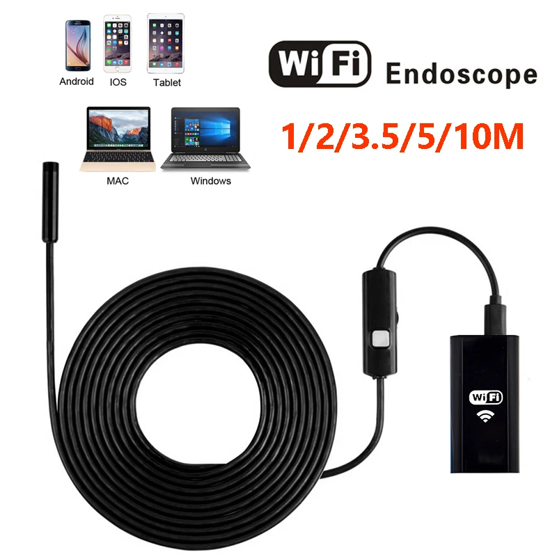 720P Wifi эндоскоп жесткий кабель 8 мм камера Водонепроницаемый Android IOS смартфон