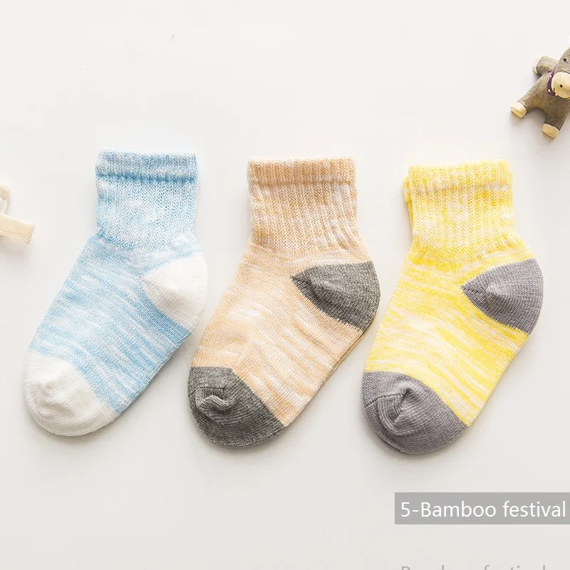 5-bamboo festival 3 пар/лот; хлопковые носки для малышей; носки в полоску с короной для новорожденных; детские носки без костей; аксессуары для малышей - Цвет: 5-bamboo festival