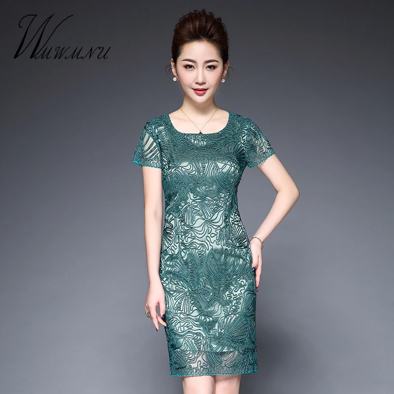 Сезон весна лето Новинка 2017 женские 3D вышивка Сетчатое платье с Большие размеры