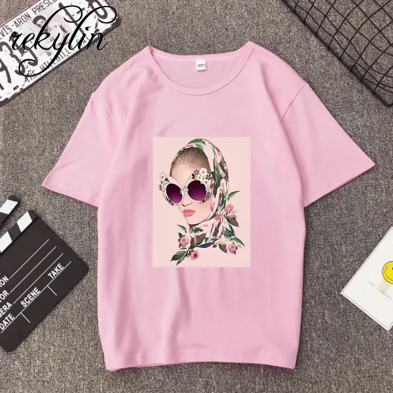 Ulzzang Эстетическая забавная футболка абстрактные цветы 100% хлопок с круглым