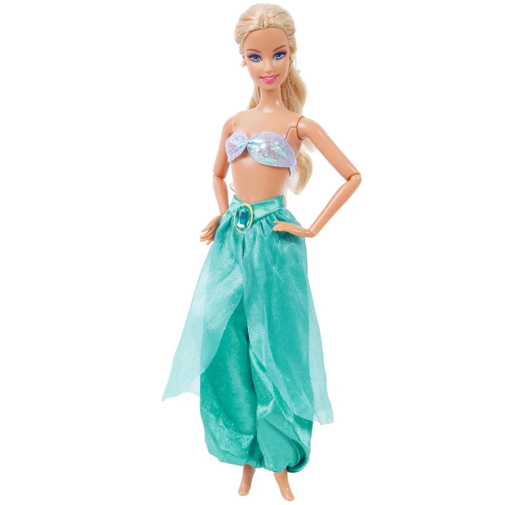 Модное Кукольное платье ручной работы, копия Pocahontas Aladdin Jasmine, Сказочный наряд принцессы, топы+ штаны для куклы Барби, аксессуары