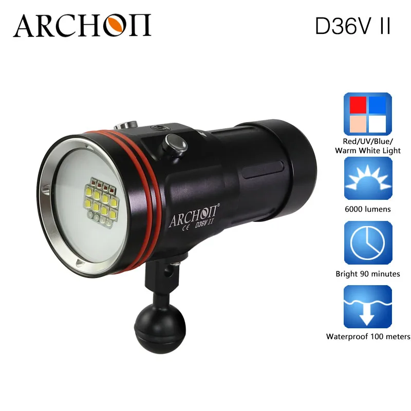 ARCHON D36V II W42VR D36VR обновленная версия W43VP 6000lm подводный видео свет Дайвинг фонарик