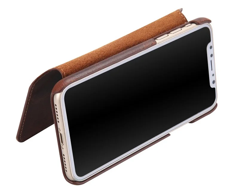 Чехол-книжка Solque из натуральной кожи для iPhone X XS Max XR, Роскошный Ретро винтажный держатель для карт, кошелек, чехол-книжка