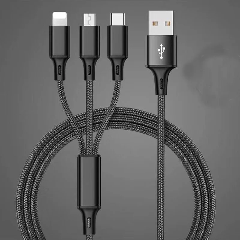 Универсальный 3 в 1 кабель Micro USB type C Быстрая зарядка зарядное устройство кабель синхронизации данных Шнур для iPhone XS X 8 Android samsung huawei