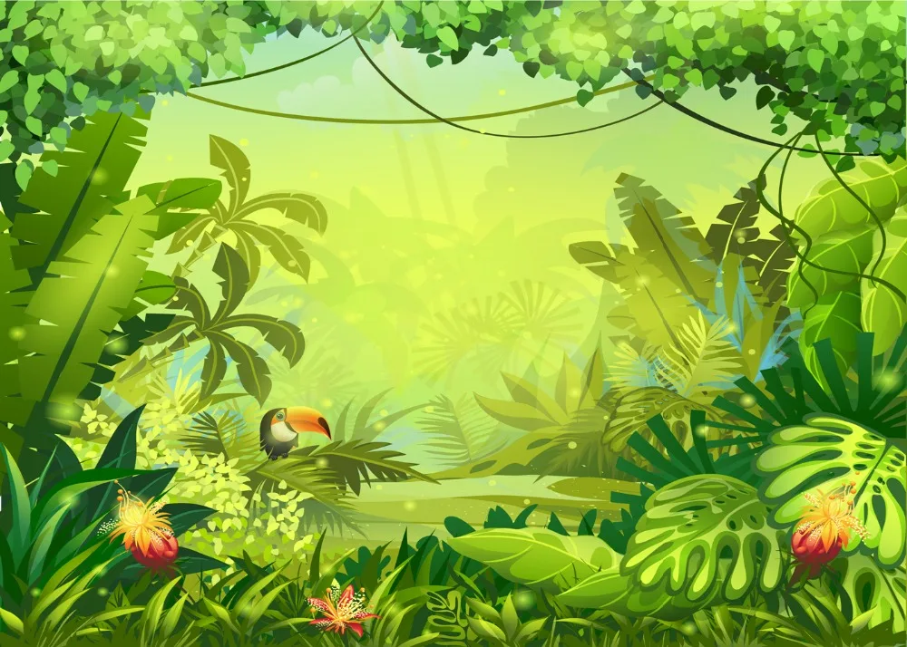 DePhoto Jungle safari backdrop Photography Backdrops happy birthday background Banner Baby shower Backdrop | Электроника