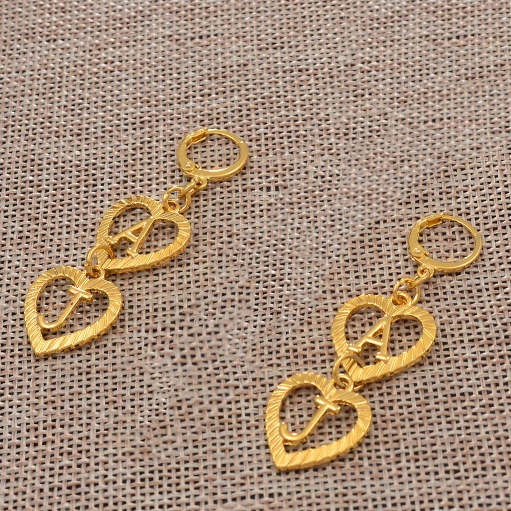 Anniyo Personalized Letters Earrings for Women Girl Customize Alphabet Initial Heart Jewelry Custom Gifts #112721B | Украшения и