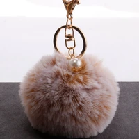 fashion chaveiro keychain fur pom pom ball key chain faux rabbit hair bulb bag car ornaments fur ball pendant best gifts qs1824