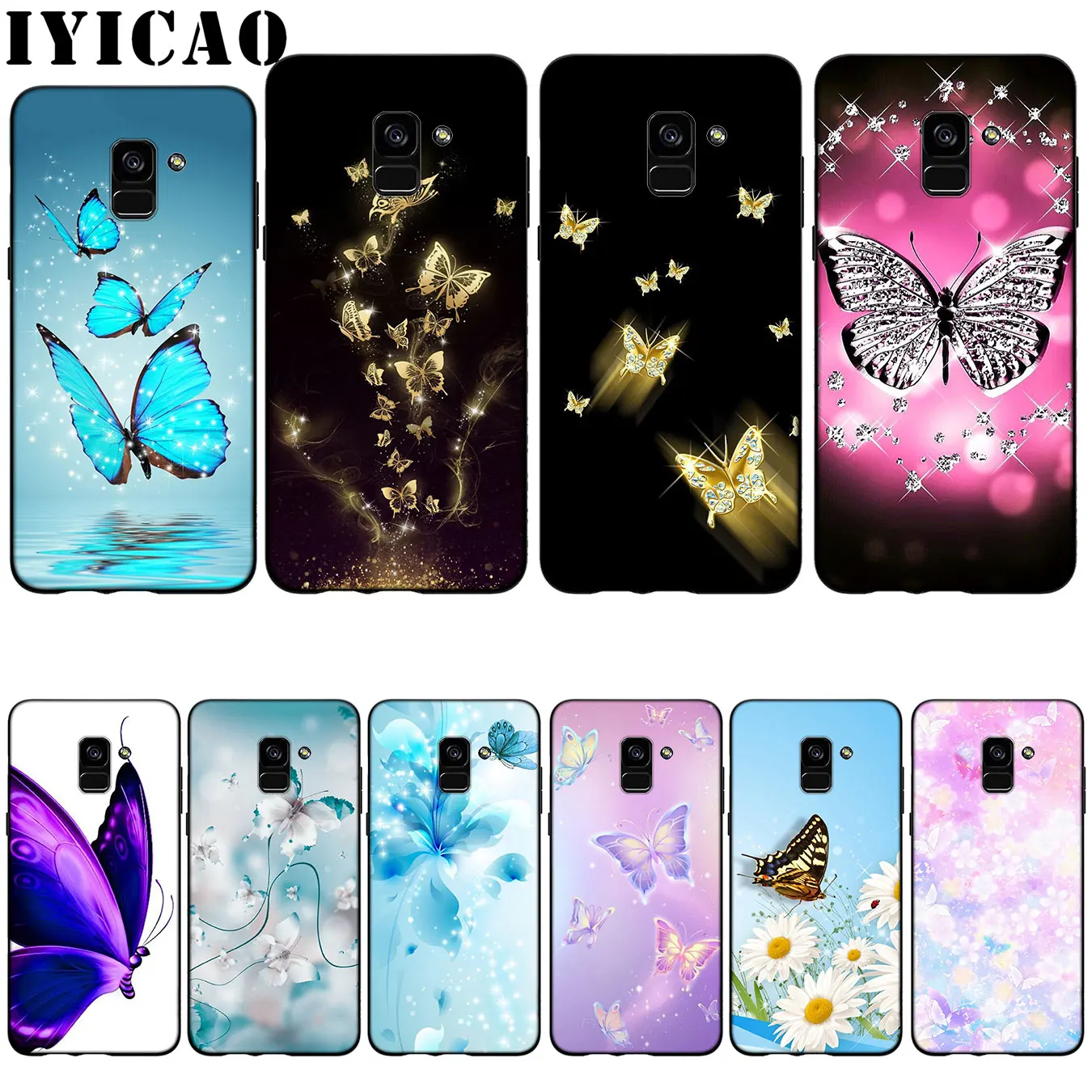 IYICAO красивая бабочка цветок Мягкий силиконовый чехол для samsung Galaxy A6 плюс A9 A8 A7 2018 A3