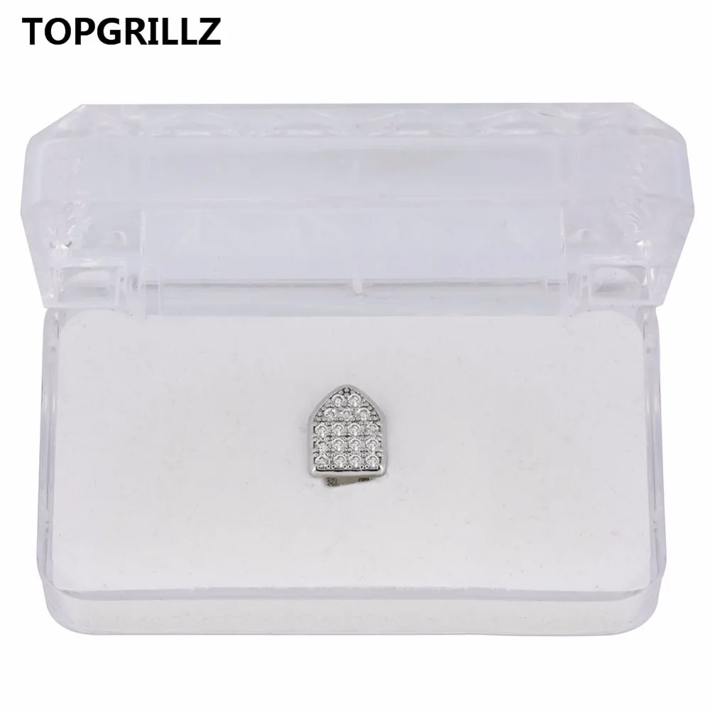 TOPGRILLZ хип хоп Grillz с зубами из чистого золота одной крышкой микро закрепкой