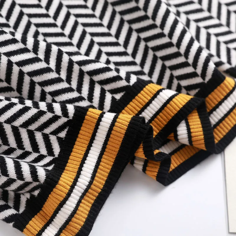 Женский свободный свитер в полоску повседневный толстый пуловер с длинным