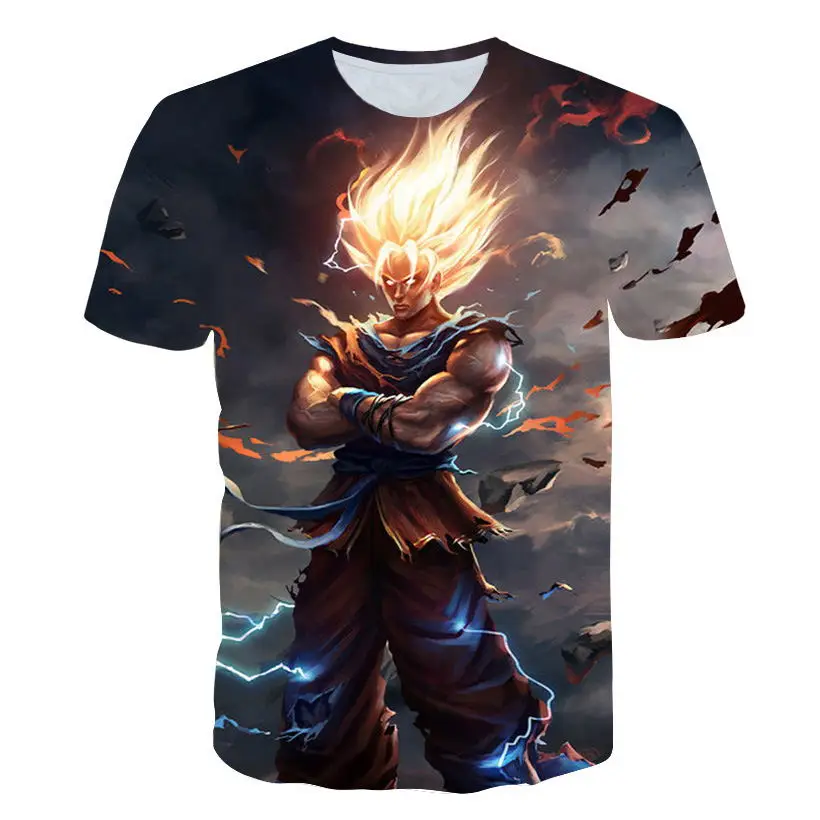 Футболка Dragon Ball DBZ Bulma Super Saiyan vegeta 3D Мужская футболка с аниме Goku Goten Gohan Harajuku Lonzo