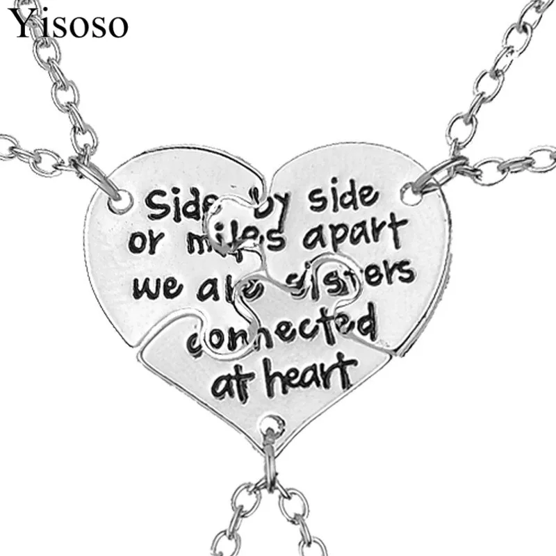 Yisoso 3 шт./компл. Подвеска для лучших друзей ожерелья серебряного цвета колье без