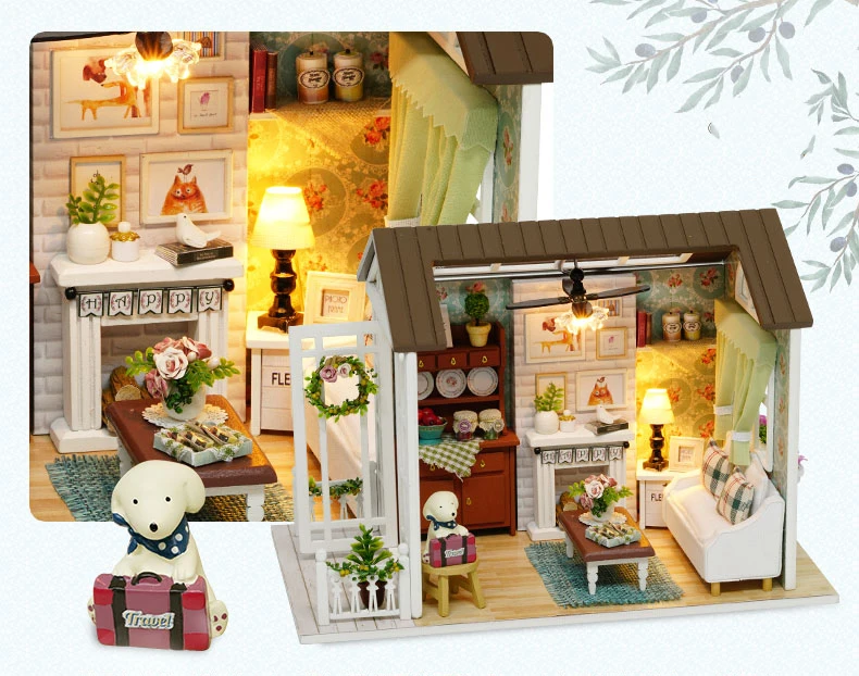 Кукольный дом Миниатюрный DIY кукольный домик с деревянная мебель для дома игрушки для детей на день рождения Рождественский подарок отправить подруге J07
