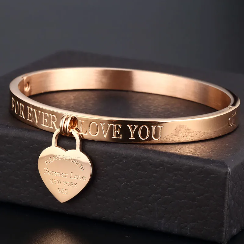 Женский браслет JOVO Pulseira из нержавеющей стали 316L с золотым Foreve Love Heart