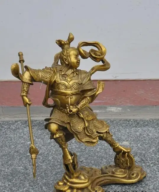 wang6710915++China Brass Warrior Nezha Na Zha Third Prince Nalakuvara On Hot Wheels Statue | Дом и сад