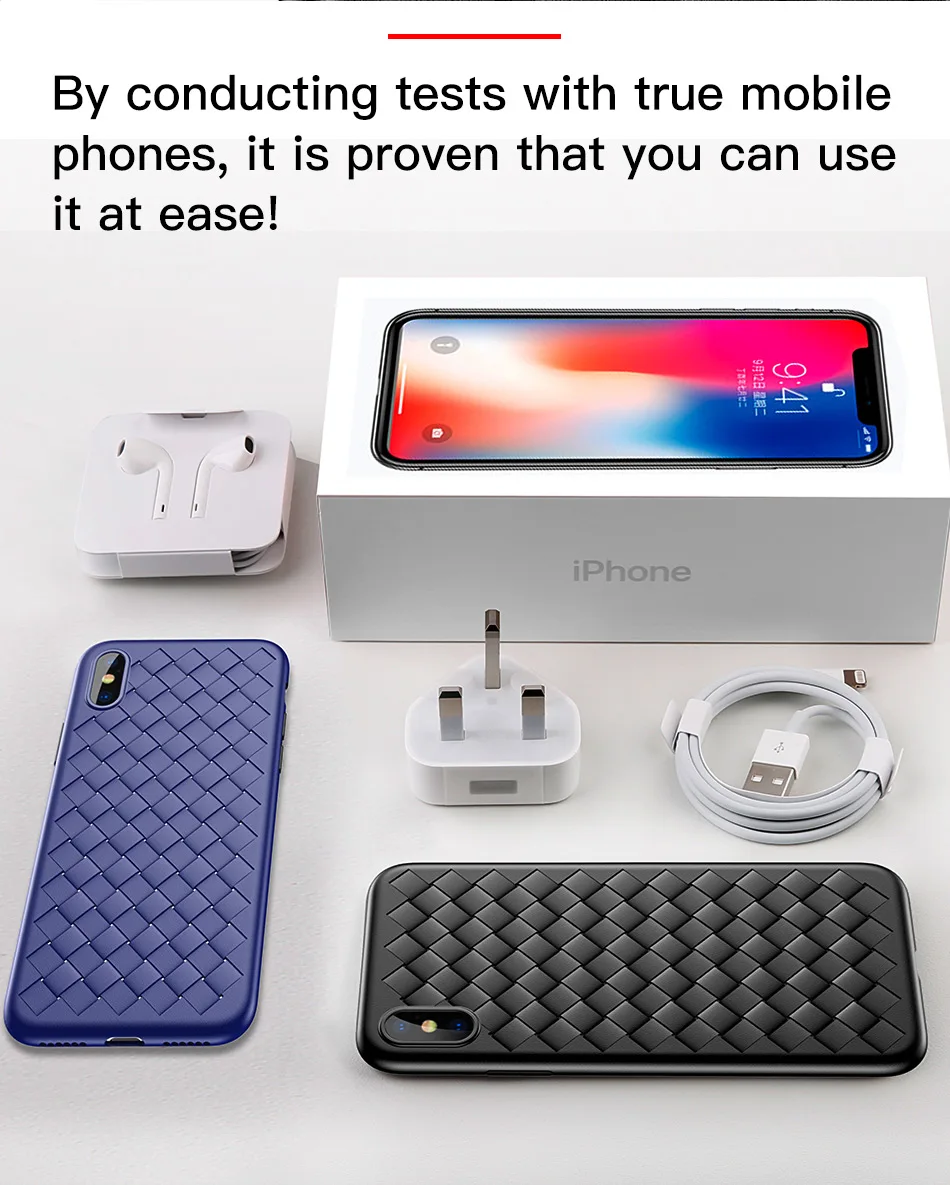 Роскошный сетчатый тканевый чехол Baseus для iPhone X, чехол s, ультра тонкий мягкий BV защитный чехол для iPhone X, гладкий матовый чехол
