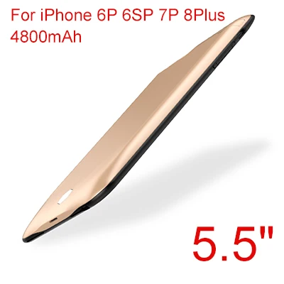 Зарядное устройство чехол для iPhone 6 6s 7 8 Plus 5,5 дюймов 4800 мАч ультра тонкий PowerBank внешнее резервное зарядное устройство чехол для iPhone8 plus - Цвет: Золотой