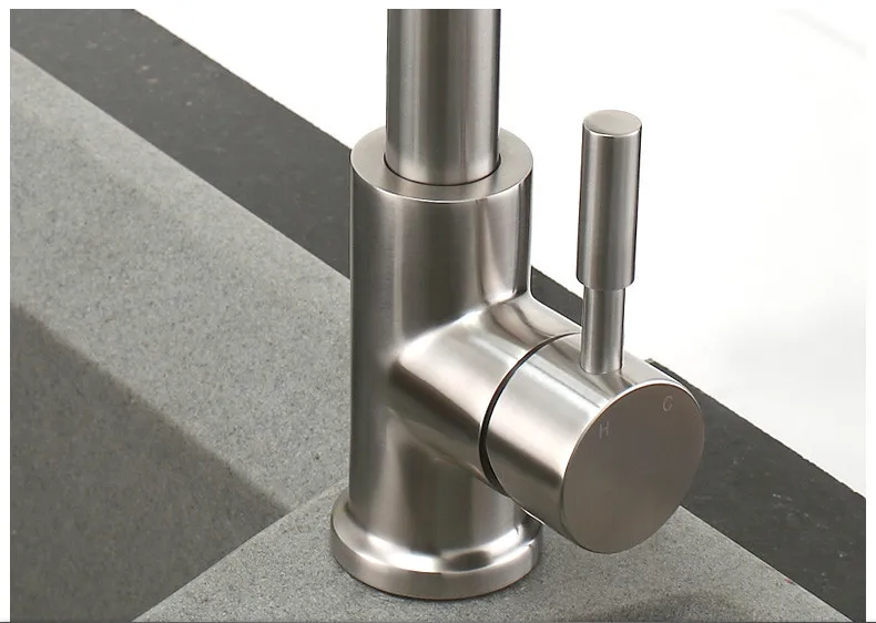 Бесплатная доставка кухонный кран из нержавеющей стали 304 с одной ручкой