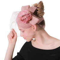 new fashion wedding bridal hair fascinators chapeau veil with flower hair clips women elegant occasion party married fedora caps