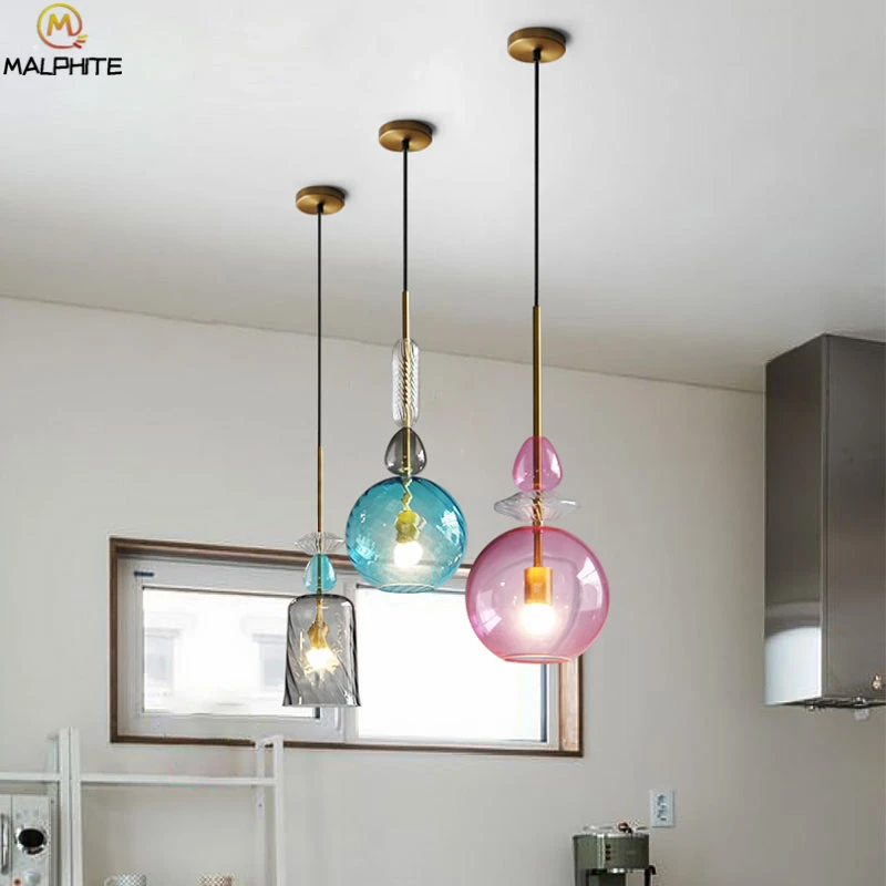 Современный яркий стеклянный светодиодный подвесной светильник для столовой