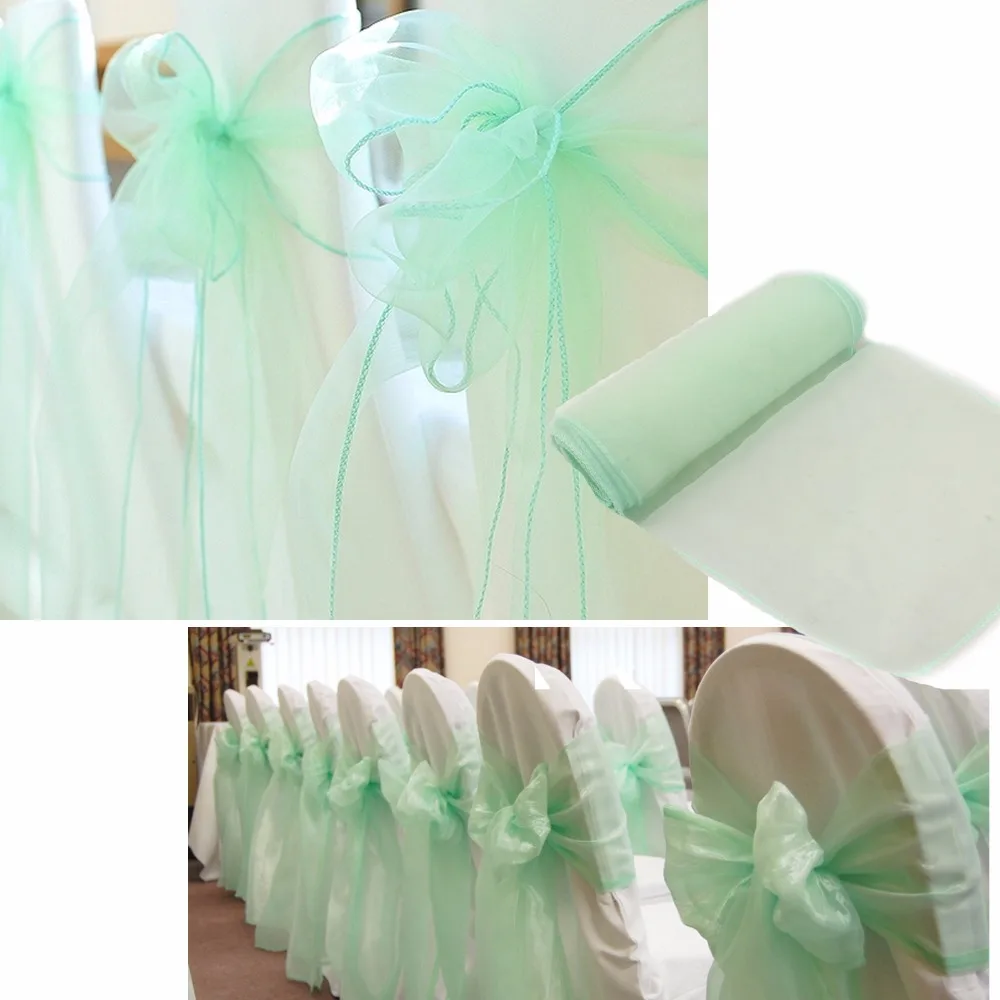70pcs 18x275cm Dark Coral Wedding Organza Chair Cover Sashes Bow Sash Banquet Party Decoration Free Shipping | Дом и сад