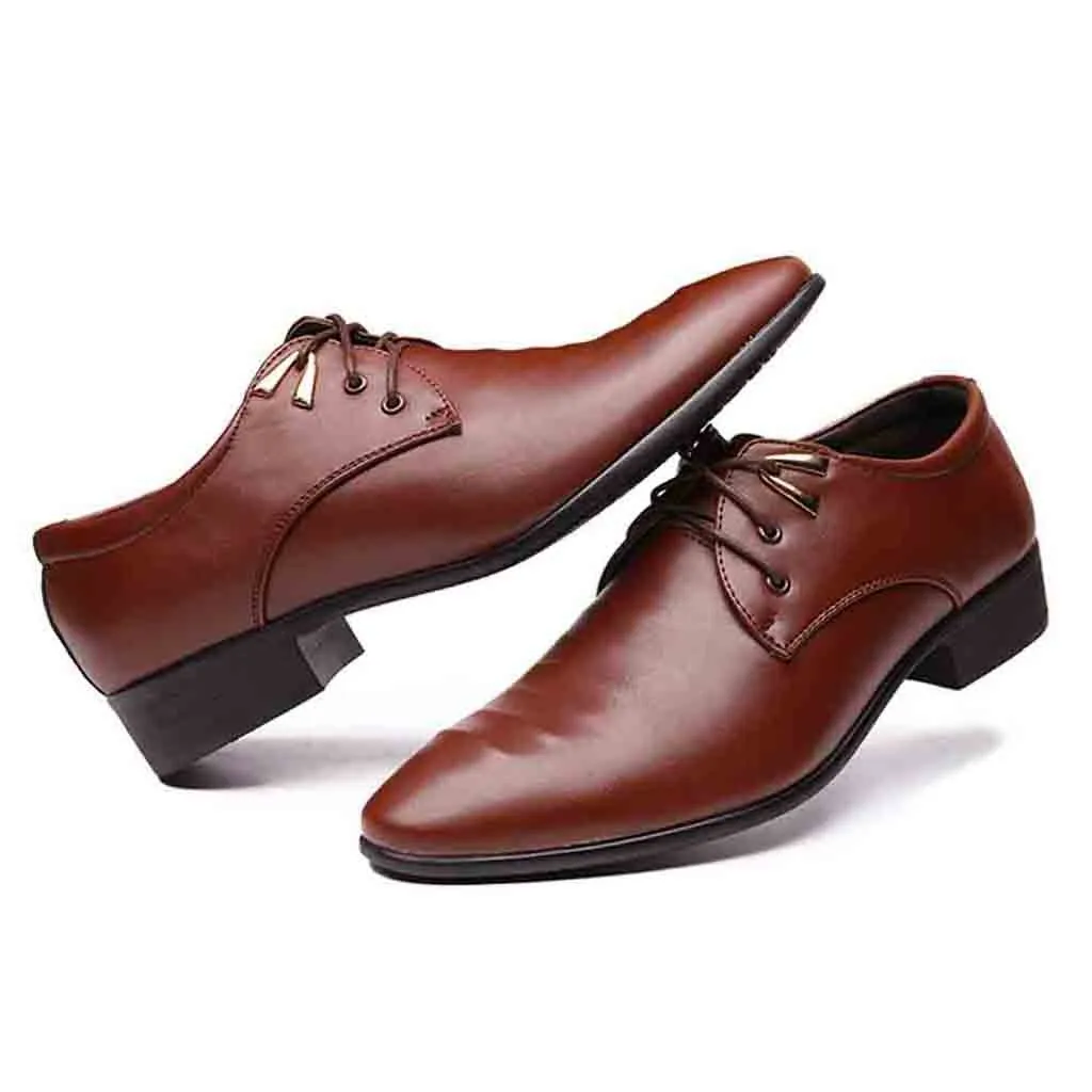 Luxury Leather Formal Men Dress Shoes Genuine Lace Up Brogue Flats Oxfords For Wedding Office Business | Обувь