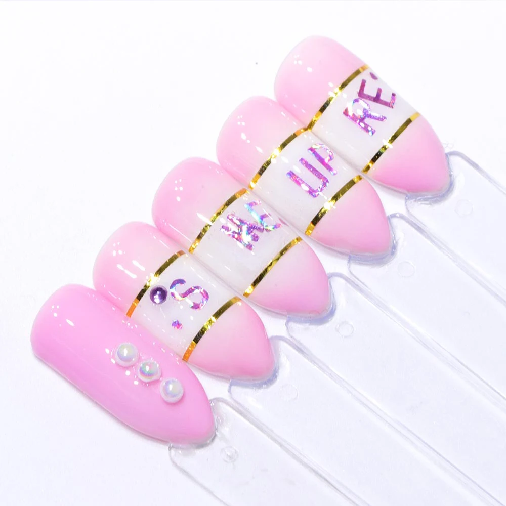 5 шт./лот лазерный дизайн ногтей Блестящие Блестки с буквами алфавита розовый