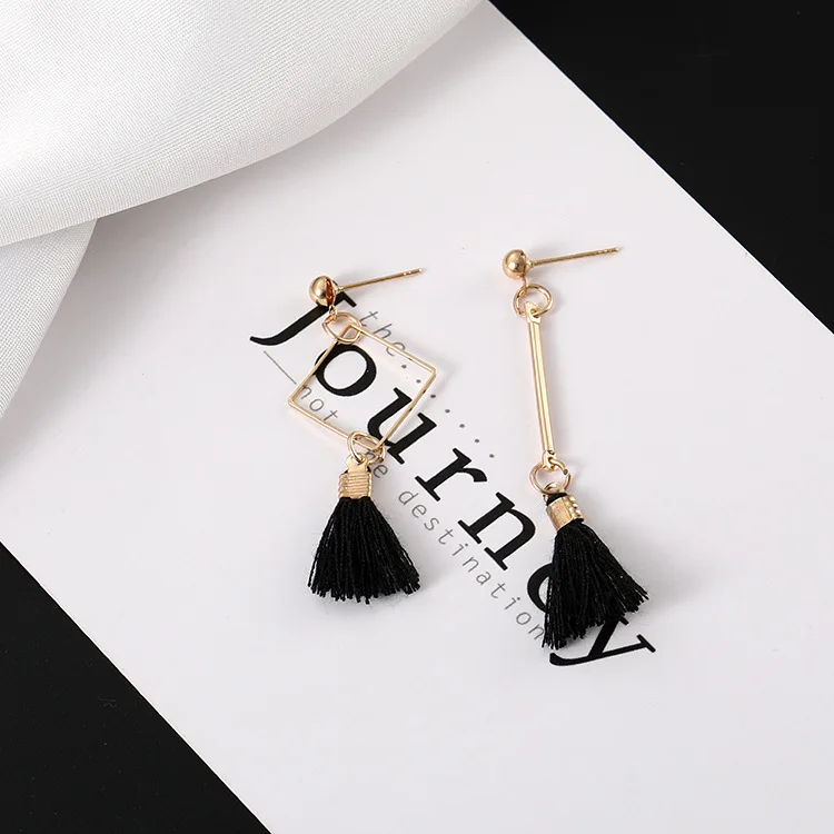 2019 корейская версия асимметричных геометрических сережек с кисточками женские