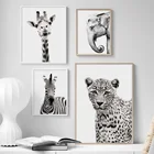 Черно-белые Животные Жираф Зебра слон настенная живопись холст скандинавские постеры и принты настенные картинки для декора гостиной