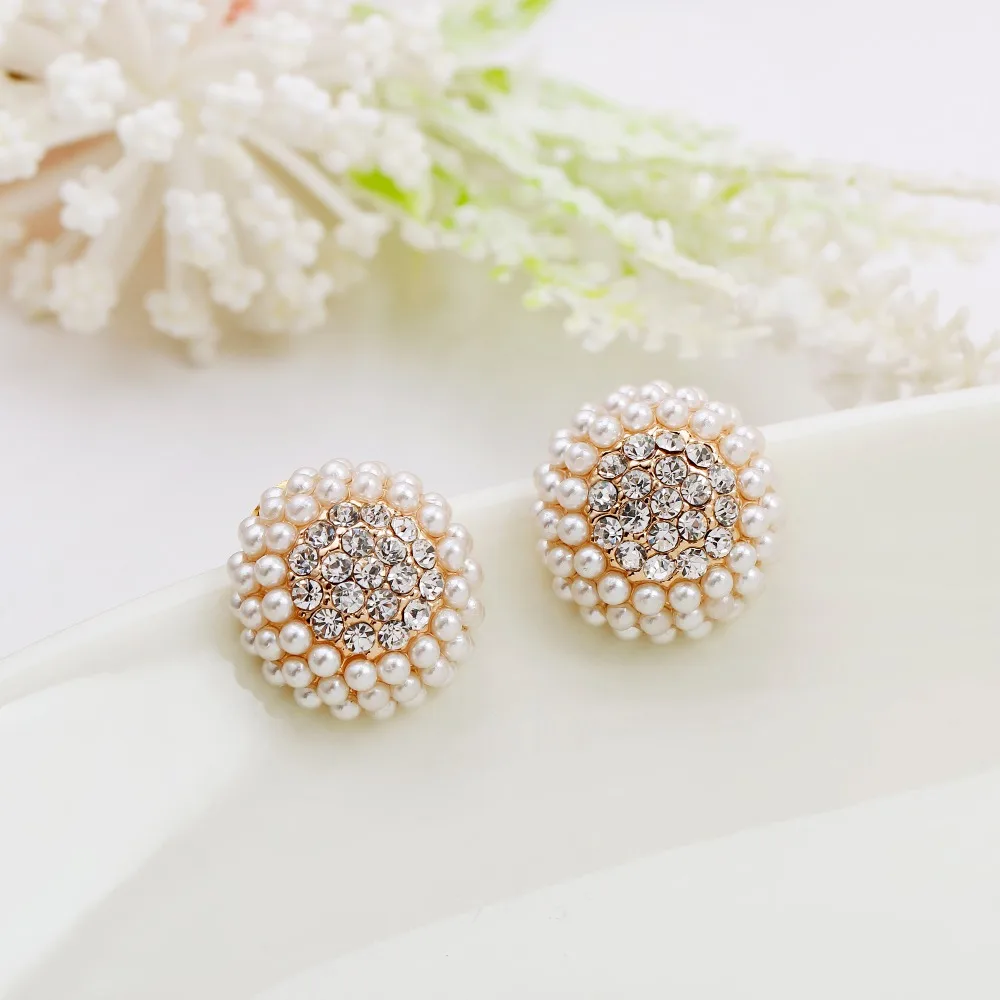 New pearl stud earrings for woman bijoux femme oorbellen Crystal earring round boucles d'oreilles pour les femmes 2016 | Украшения и