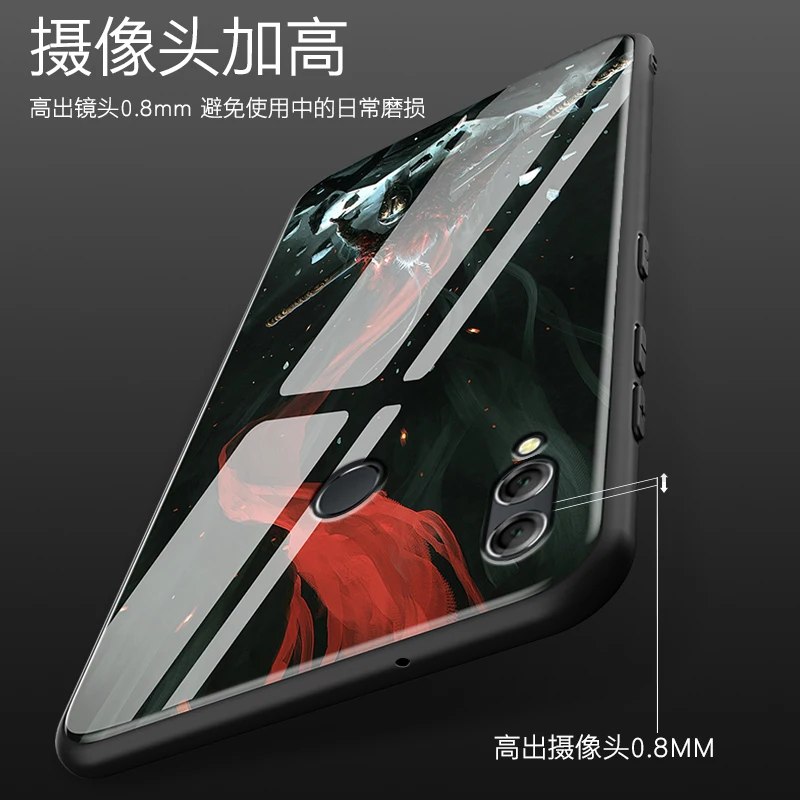 Luxury Case Huawei Y9 2019 Transparent glass&ampTPU Slim Silicone For Cover Coque Fundas |