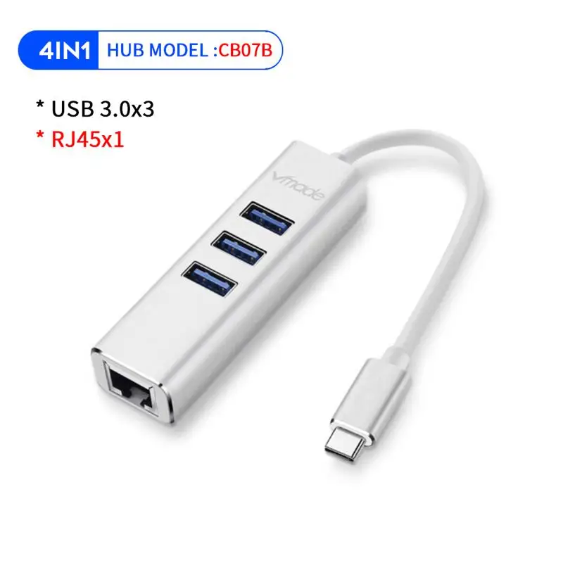 CB07B Vmade 3 в 1 type C к USB 3,0 с Rj45 Gigabit Ethernet сетевой USB C концентратор адаптер Thunderbolt 3 для MacBook Pro huawei P20 - Цвет: CB07B