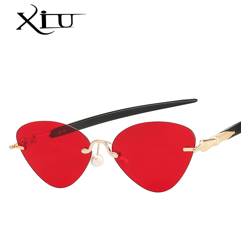 Солнцезащитные очки XIU без оправы UV400 для мужчин и женщин небольшие овальные