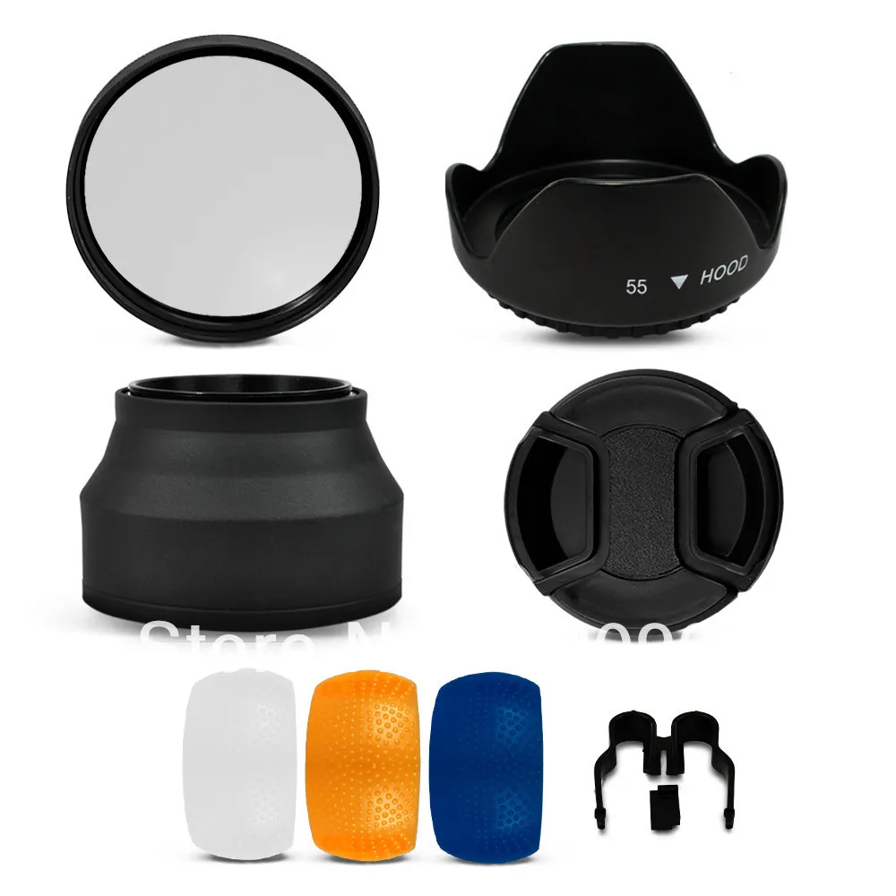 

100% GUARANTEE 55MM UV Filter + Flash Diffuser + Lens Hood for Nikon D70 D80 D90 D100 D3000 D3100 D3200 D5000 D5100