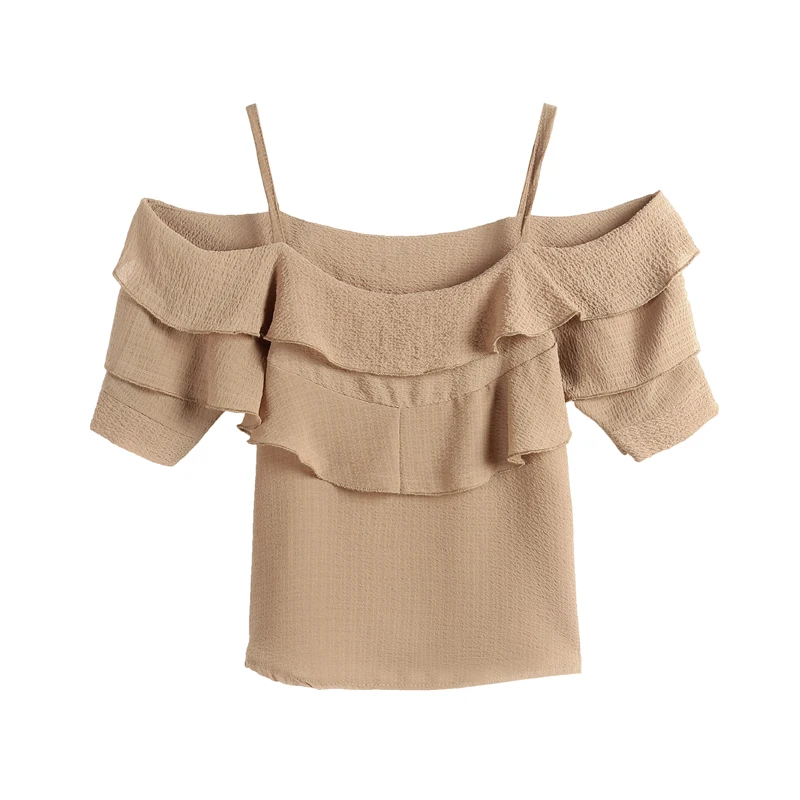 

new fashion women clothing short sleeve blouses solid sexy lady style ruffles sweet chiffon blouse shirt 2018 women tops 0582 40