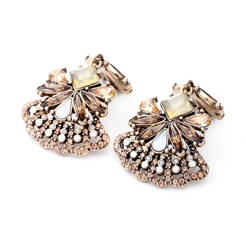 Женские серьги с кристаллами в форме веера KISS ME Брендовые вечерние