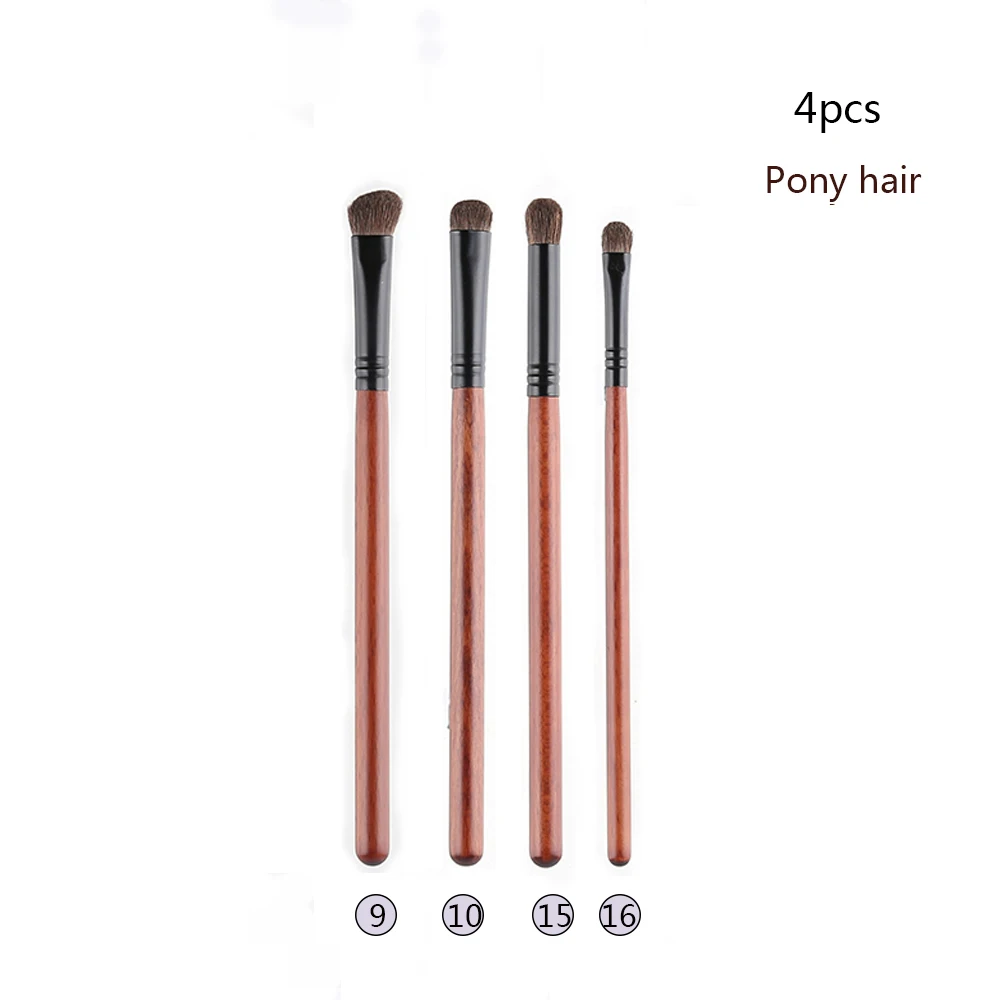 4PCS Набор кистей для макияжа из натурального козьего волоса, профессиональная основа, пудра, румяна, тени для век, консилер для губ, Кисть для макияжа глаз - Handle Color: 4PCS