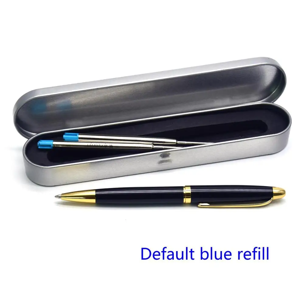 Black box - Blue ink Guoyi A100 Роман металлическая шариковая ручка учебный офис школьные канцелярские принадлежности роскошные подарочные ручки и отель для деловых подписей ручка - Цвет: Black box - Blue ink