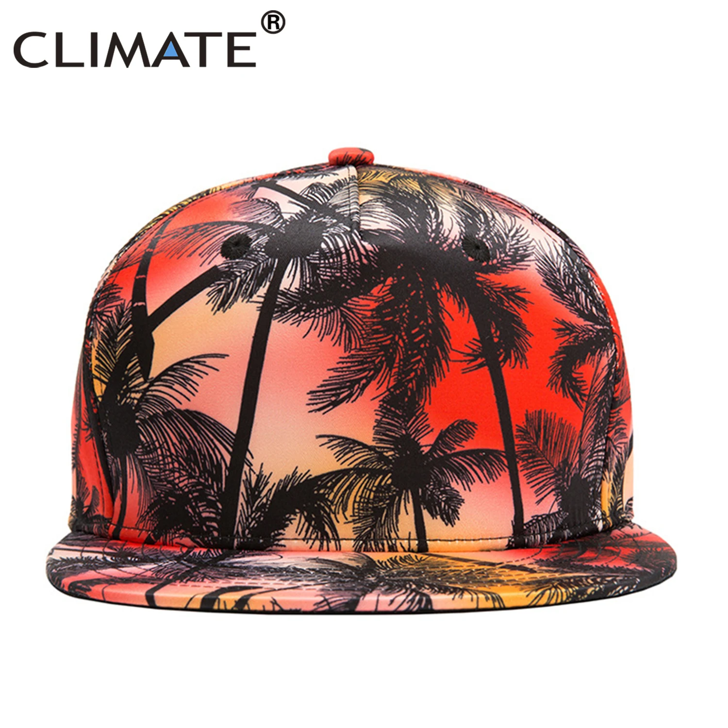 CLIMATE Coconut Tree Hip Hop Snapback Caps Men Seaside Beach Cap Vacation Rapper 3D Printing Street Dancer Dance Hat |