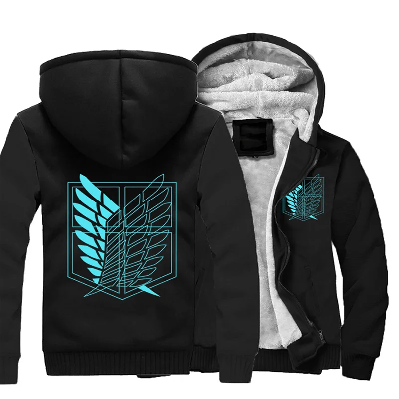 

Anime Attack On Titan Thickening Hoodies Cartoon Hoody Hip Hop Casual Coat Sweatshirts Hooded Casual Coat