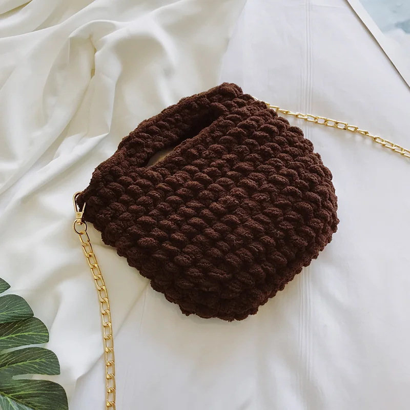 2019 new rope braided handbag luxury brand love lady shoulder bag cute mini change clutch metal chain | Багаж и сумки