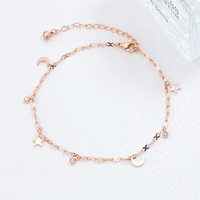 yun ruo 2020 fashion rose gold anklet elegant star and moon chain for woman girl gift 316 l stainless steel jewelry top quality