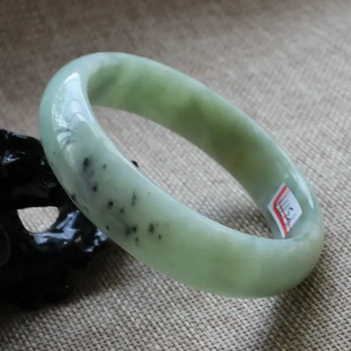 60 мм китайский натуральный зеленый нефрит k браслет с натуральными камнями A-3777 |