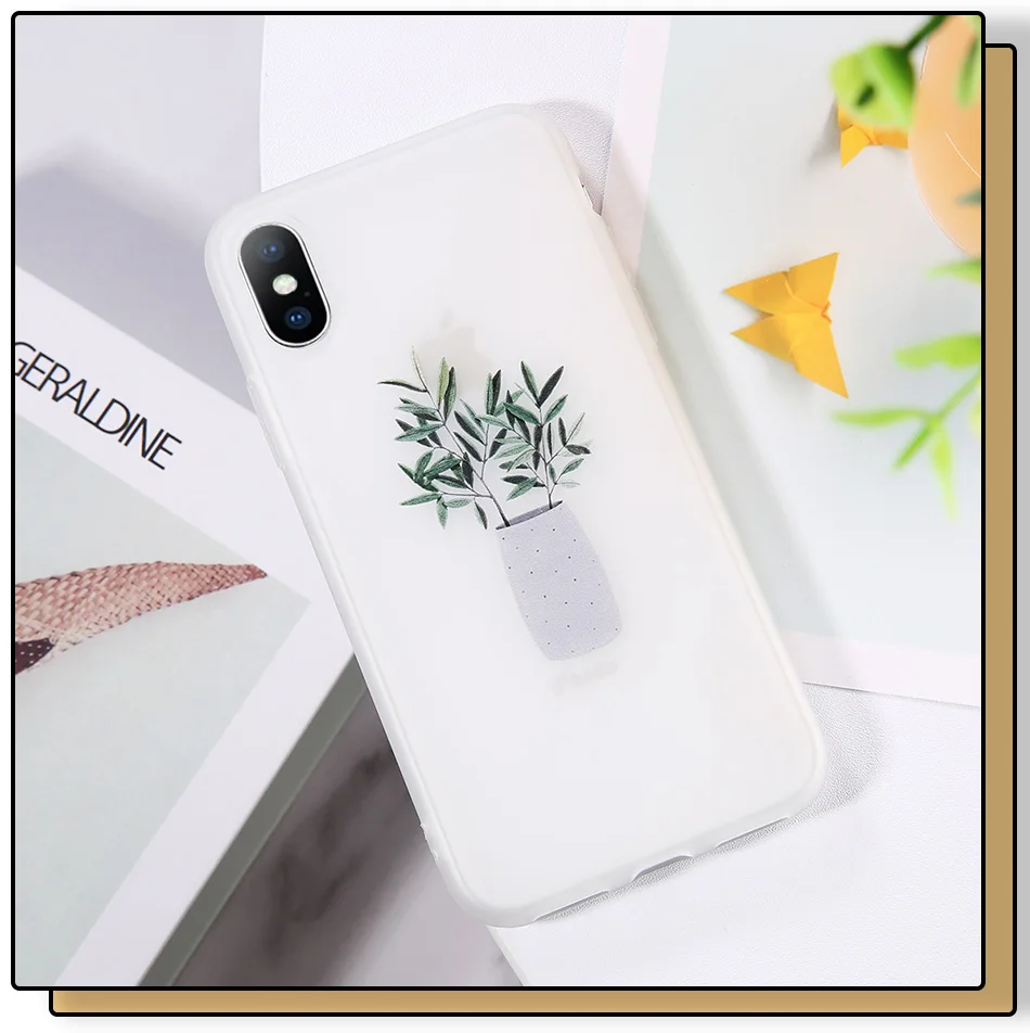Чехол для телефона USLION Green Potted Plant Leaf для iPhone 11 Pro Max X XS Max XR, чехол для iPhone 6 7 6S 8 Plus, мягкий прозрачный чехол из ТПУ