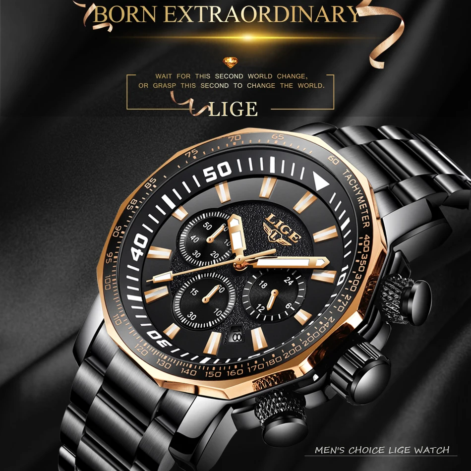 Relojes Hombre, новинка, LIGE, модные мужские часы, люксовый бренд, бизнес стиль, кварцевые часы для мужчин, спортивные, водонепроницаемые, большой циферблат, мужские часы